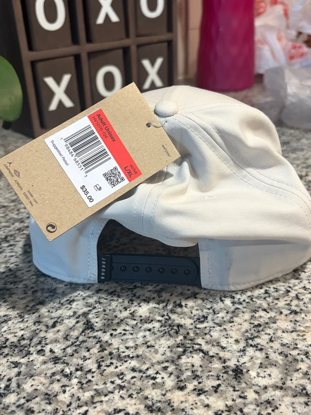 Jordan White Hat with Black Embroidered Logo